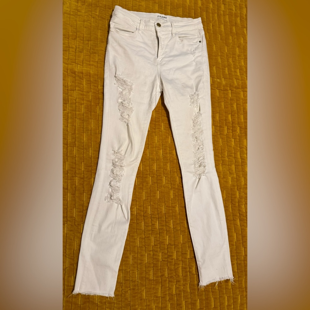 Frame Le High Skinny white denim pant